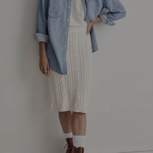 Madewell Cream Cable Knit Pencil Skirt Size Large